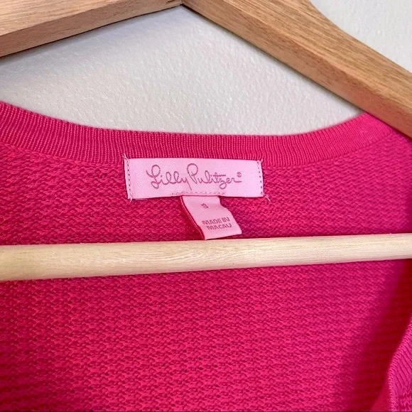 Y2K Lily Pulitzer Long Sleeve Pink Cardigan Waffle Knit Sweater Size Small - Picture 8 of 9